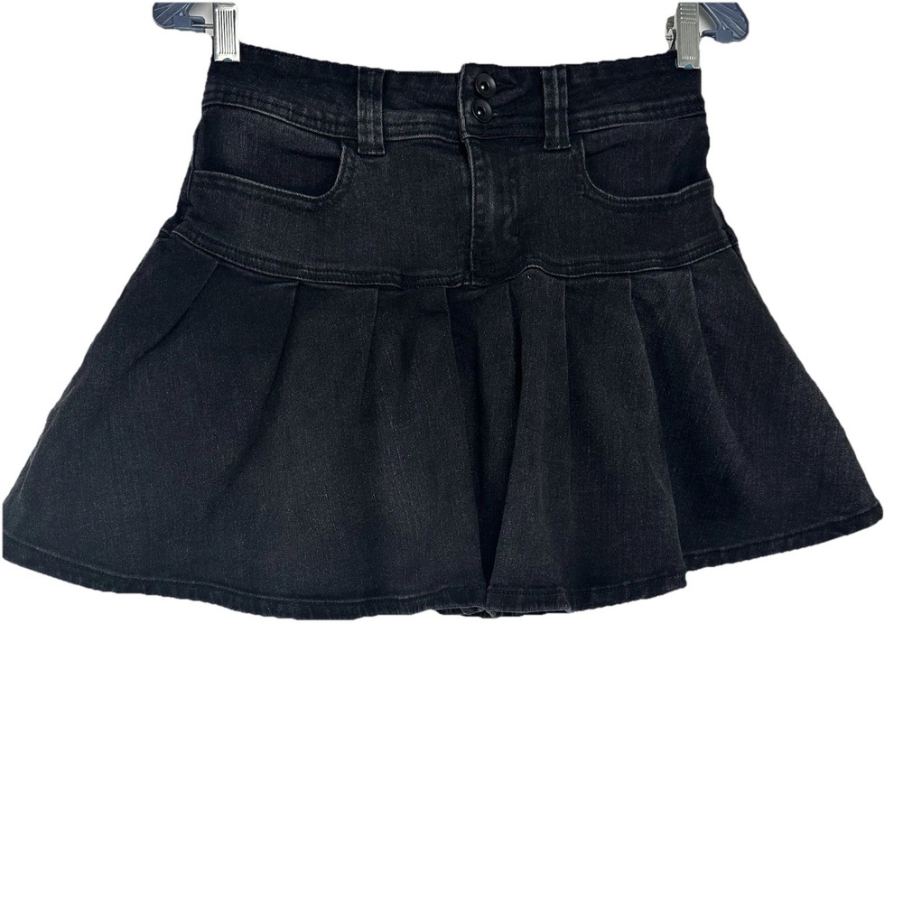 Social‎ Collision Denim Skirt Size Small Black Mini Goth Grunge Punk Emo